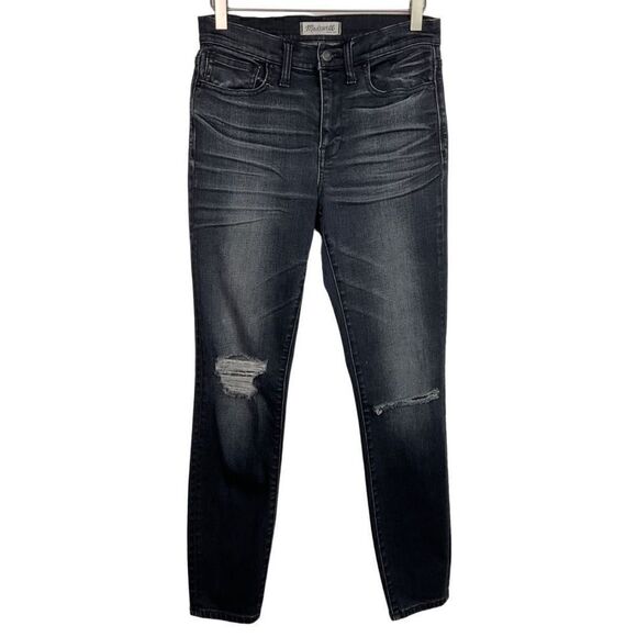 Madewell Black Kincaid Distressed High Riser Skinny Jeans 27 - Picture 2 of 6